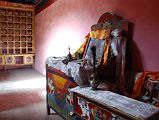 16 Inside Chuku Nyenri Gompa Kangyur And Head Monk Chair With Bell, Drum, And Peacock Teapot On Mount Kailash Outer Kora